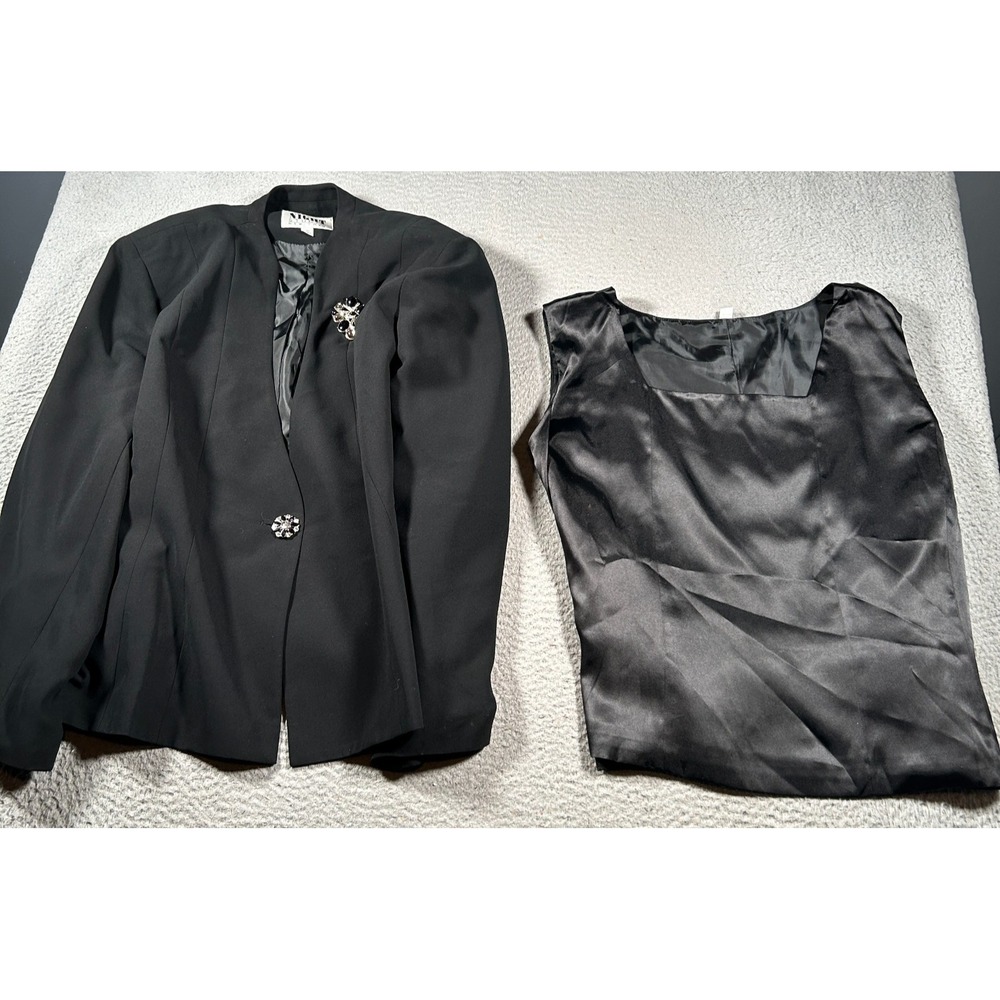 Night Studio New York Blazer & Top Set Womens 30 Black Rhinestone Classic Formal